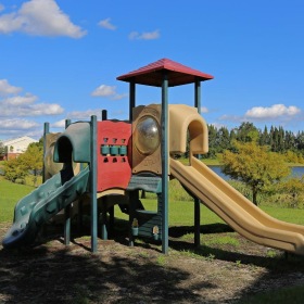 Access to resident-only features a green and red playground